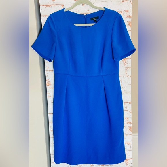 J. Crew Vibrant Blue Crepe Mini Dress Size 12 - Picture 2 of 5